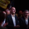 Raphaël Glucksmann, tête de liste socialiste, lors d'un meeting à Tournefeuille (Haute-Garonne), le 25 mars 2024. (FREDERIC SCHEIBER / HANS LUCAS / AFP)