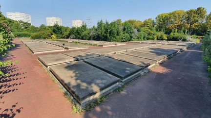 La division 58 du cimetière de Thiais (Val-de-Marne), le 19 juillet 2022. (FLORENCE MOREL / FRANCEINFO)