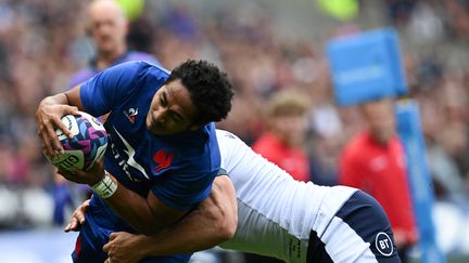 Yoram Moefana, lors de la défaite de la France en Ecosse (21-25), le 5 août 2023. (PAUL ELLIS / AFP)