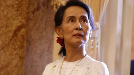 Aung San Suu Kyi à Hanoï (Vietnam), le 13 septembre 2018. (KHAM / POOL / AFP)