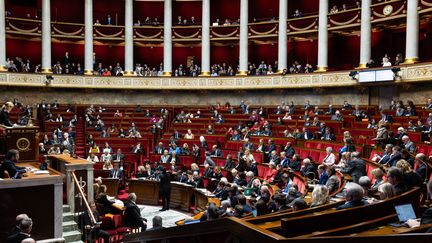 L'hémicycle de l'Assemblée nationale lors d'une séance de questions au gouvernement, le 13 février 2024. (ALEXIS SCIARD / MAXPPP)