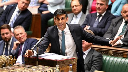 British Prime Minister Rishi Sunak speaks to MPs in Parliament in London on June 28, 2023. (JESSICA TAYLOR / UK PARLIAMENT / AFP)