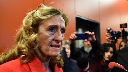 La ministre de la Justice&nbsp;Nicole Belloubet s'adresse à la presse au centre pénitentiaire d'Alençon, à Condé-sur-Sarthe, le 5 mars 2019. (JEAN-FRANCOIS MONIER / AFP)