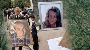 Les obsèques d'Arthur Noyer (à gauche), à Bourges (Cher), le 7 septembre 2018, et celles de Maëlys de Araujo, le 2 juin&nbsp;2018, à&nbsp;La Tour-du-Pin (Isère). (AFP / FRANCE INFO / JESSICA KOMGUEN)