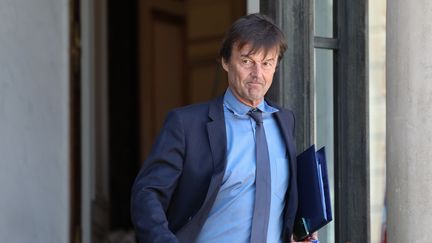 Le ministre de la Transition écologique, Nicolas Hulot,&nbsp;quitte le palais de l'Elysée, le 27 juin 2018, à Paris. (LUDOVIC MARIN / AFP)