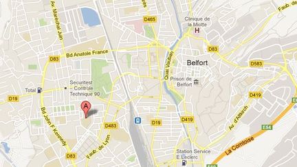 L'&eacute;cole primaire Ren&eacute;-Rucklin &agrave; Belfort (Territoire de Belfort), o&ugrave; une directrice d'&eacute;cole s'est suicid&eacute;e le 6 avril 2013. (FRANCETV INFO / GOOGLE MAPS)