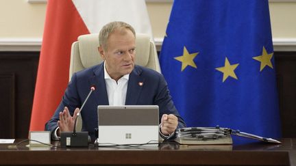 Polish Prime Minister Donald Tusk in Warsaw (Poland), October 8, 2024. (ALEKSANDER KALKA / AFP)