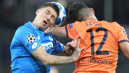 Jordan Ferri et les Lyonnais ont été tenus en échec, mardi 23 octobre, face à Hoffenheim. (DANIEL ROLAND / AFP)