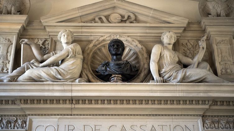 The pediment of the Court of Cassation in Paris.  (MARTIN BUREAU / POOL)