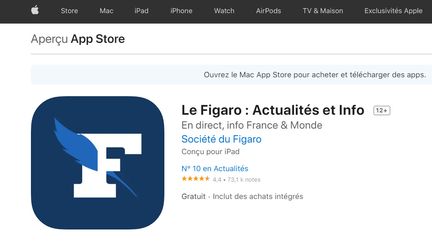 Capture d'écran de l'application du "Figaro" dans l'app store d'Apple. (APP STORE)