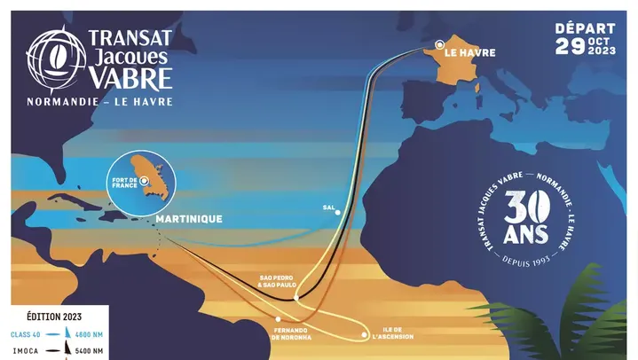 Les quatre parcours de la Transat Jacques Vabre, d'après un document publié sur le site officiel de la course. (TRANSAT JACQUES VABRE)