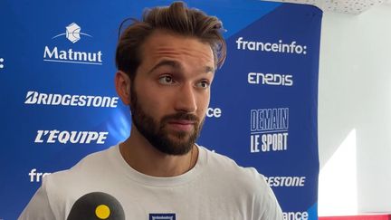 Romain Cannone, champion olympique et champion du monde d'escrime, était l'invité jeudi 22 septembre du festival "Demain Le Sport", organisé par franceinfo, avec France Télévisions et L'Equipe, à la Maison de la Radio et de la Musique. (FRANCEINFO / RADIO FRANCE)