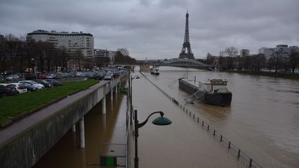 La Seine en crue, à Paris, le 24 janvier 2018. (JEAN-CHRISTOPHE BOURDILLAT / RADIO FRANCE)