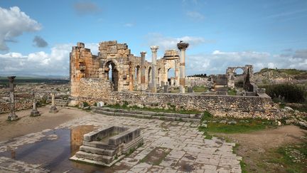 M'Hamed Alilou poursuit: "Au début du XXe siècle, en 1915, des archéologues commencent à exhumer les vestiges de Volubilis et des travaux de restauration sont engagés. Mais la période coloniale française (1912-1956) marque aussi un regain des pillages." (MANUEL COHEN/AFP)