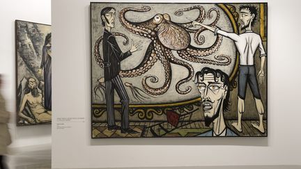 "Le Poulpe géant" (1989) de Bernard Buffet, dans le cadre de la rétrospective du&nbsp;Musée d’art moderne de la Ville de Paris, du 14 octobre au 26 février 2017. (MAXPPP)