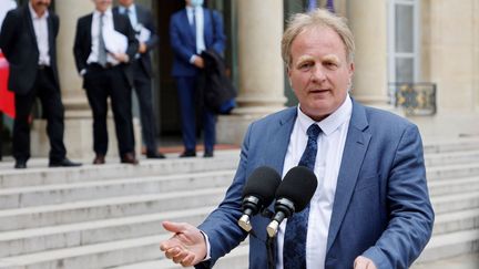 François Hommeril, président de la CFE-CGC, à l'Élysée en juillet 2021. (LUDOVIC MARIN / AFP)