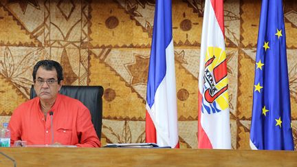 Le nouveau pr&eacute;sident de la Polyn&eacute;sie fran&ccedil;aise, Edouard Fritch, le 21 juillet 2014 &agrave; Papeete. (GREGORY BOISSY / AFP)