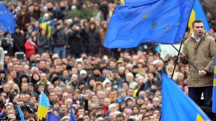 Vitali Klitschko en leader de la manifestation anti-gouvernementale (SERGEI SUPINSKY / AFP)