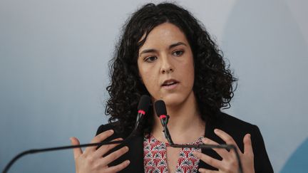 Manon Aubry, députée européenne La France insoumise, lors d'une conférence de presse à Paris, le 19 mai 2019. (ZAKARIA ABDELKAFI / AFP)