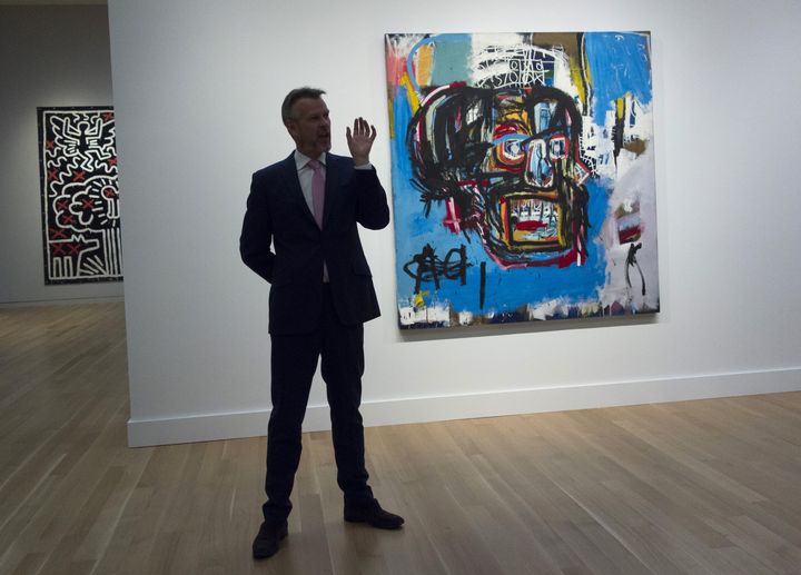 L'œuvre de Basquiat vendue aux enchères pour 110,5 millions de dollars, à New York, le 18 mai 2017. (DON EMMERT / AFP)