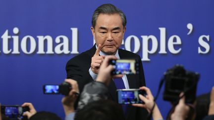 Le ministre chinois des Affaires étrangères, Wang Yi, lors de sa conférence de presse à Pékin le 8 mars 2018. (MAXPPP)