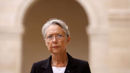 La Première ministre Elisabeth Borne, le 25 août 2023 à Paris. Photo d'illustration. (CHRISTIAN HARTMANN / POOL / VIA AFP)