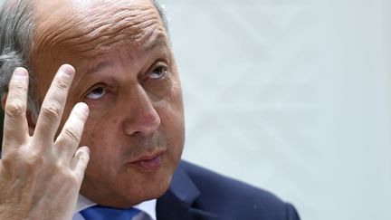 Laurent Fabius, le 12 avril 2015.&nbsp; (FAYEZ NURELDINE / AFP)