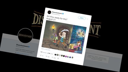 Capture d'écran du tweet de la série "Disenchantment", de Matt Groening, annonçant son arrivée sur Netflix, le 17 août 2018. (DISENCHANTMENT / TWITTER)