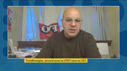 Le délégué syndical central de Force ouvrière, Hakim Bellouz, sur franceinfo, le 14 octobre 2022. (FRANCEINFO)