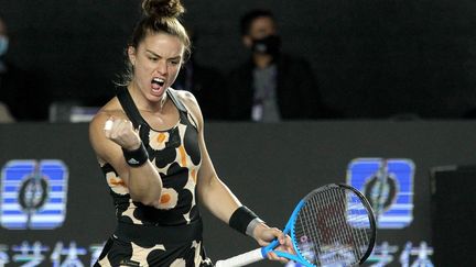 María Sákkari lors des WTA Finals le 15 novembre 2021 à&nbsp;Guadalajara (Mexique). (ULISES RUIZ / AFP)