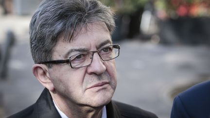 Jean-Luc Mélenchon, candidat à l'élection présidentielle, lors d'une allocution à la presse à Paris, le 24 janvier 2017. (GEOFFROY VAN DER HASSELT / AFP)