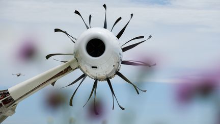 L'Open Rotor sur son banc d'essai.&nbsp;
 (ERIC DROUIN / SAFRAN)