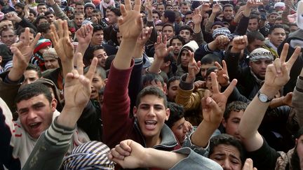 Des manifestants protestent contre le gouvernement le 1er f&eacute;vrier 2013 &agrave; Kirkouk (Irak). (MARWAN IBRAHIM / AFP)