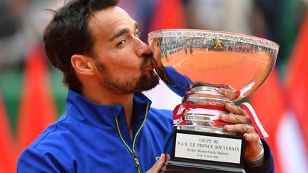 Fabio Fognini vainqueur du Tournoi de Monte Carlo en 2019, le 21 avril 2019.  (YANN COATSALIOU / AFP)