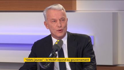 Patrick Martin, président délégué du Medef,&nbsp;le 4 décembre 2018 sur franceinfo. (FRANCEINFO / RADIOFRANCE)