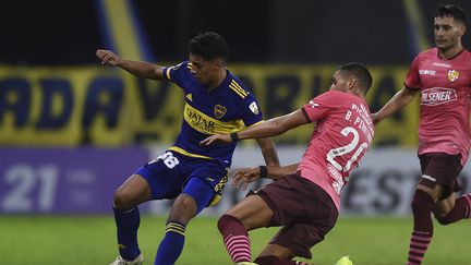 Boca Juniors&nbsp;face au Barcelona Sporting Club&nbsp;lors du match de phase de groupes du tournoi de football Copa Libertadores au stade La Bombonera de Buenos Aires, le 20 mai 2021. (MARCELO ENDELLI / AFP)