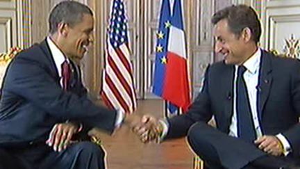 Entretien Obama Sarkozy à la préfecture de Caen le 6 juin 2009 (© France 2)