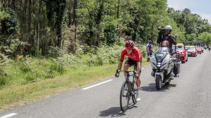 Simon Guglielmi (Arkea-Samsic) parti seul en échappée entre Mont-de-Marsan et Bordeaux, sur la septième étape du Tour de France 2023. (MAXPPP)