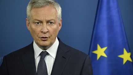 Le ministre de l'Economie, Bruno Le Maire, s'exprime en conférence de presse à Berlin (Allemagne), le 31 mars 2022. (TOBIAS SCHWARZ / AFP)