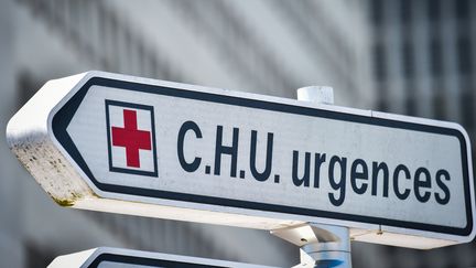 Un panneau de signalisation indiquant un hôpital, à Nantes, le 30 avril 2019. (LOIC VENANCE / AFP)