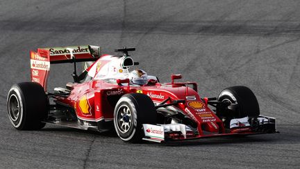 Sebastian Vettel et sa Ferrari (JOSE JORDAN / AFP)