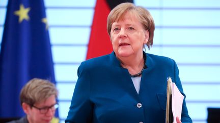 Angela Merkel le 22 avril 2020. (HANNIBAL HANSCHKE / REUTERS POOL)