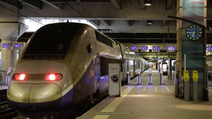 Un TGV à la gare Montparnasse, le 8 avril 2018, à Paris. (THOMAS SAMSON / AFP)