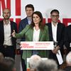 The leaders of the parties that make up the New Popular Front present the campaign program of this new coalition, on June 14, 2024 in Paris.  (JULIEN DE ROSA / AFP)