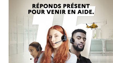 Une affiche de la campagne de recrutement dans les centres de régulation médicale. (FRANCEINFO)