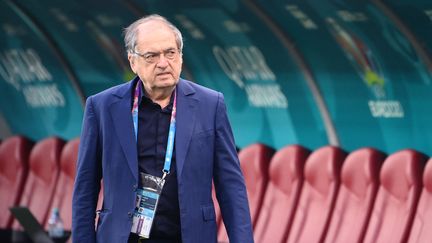 Noël Le Graët, président de la Fédération française de football, le 28 juin 2021, à Bucarest (Roumanie). (FRANCK FIFE / AFP)