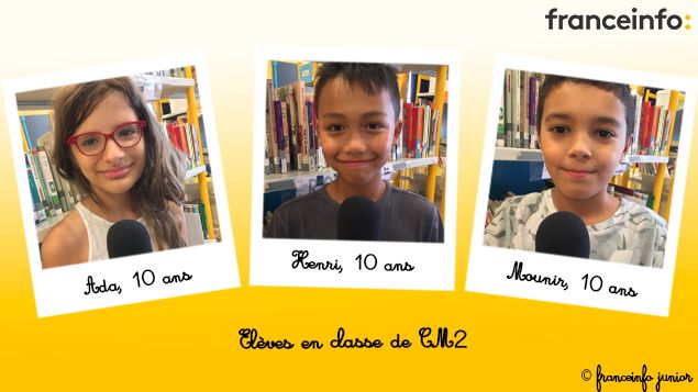 Au micro de franceinfo junior, Ada, Henri et Mounir, élèves en CM2, posent leurs questions sur les transports écolos. (franceinfo junior)