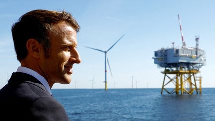 Emmanuel Macron à Saint-Nazaire (Loire-Atlantique), le 22 septembre 222. (STEPHANE MAHE / POOL / AFP)