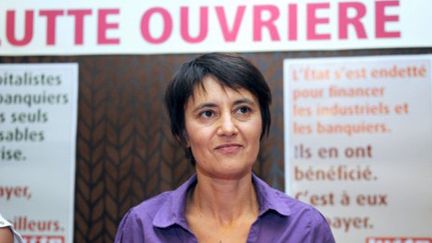 Nathalie Arthaud, candidate pour Lutte Ouvrière à la présidentielle, estime qu'une "explosion sociale" est inévitable. (AFP PHOTO - MICHEL GANGNE)