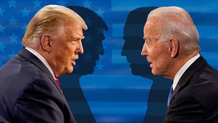 Aux Etats-Unis, on ne connaît toujours pas le vainqueur de l'élection présidentielle américaine, en ce samedi 7 novembre, même si Joe Biden est en tête dans le vote populaire devant Donald Trump. (POOL / GETTY IMAGES NORTH AMERICA / GETTY IMAGES VIA AFP + STEPHANIE BERLU / RADIO FRANCE)